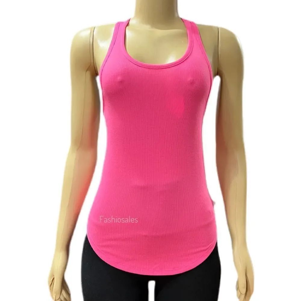 Victoria’s Secret PINK Ribbed Racerback soft tank top Pink - Picture 2 of 4